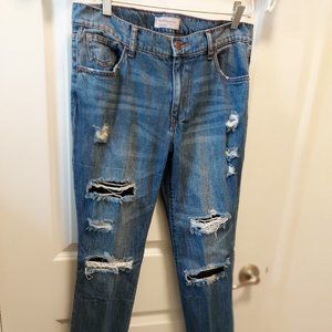 BCBGeneration Lace-Inset Boyfriend Jeans, size 27